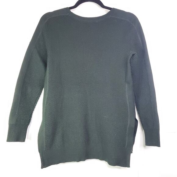 Athleta Women's XS Honeycomb Thermal Waffle Knit Sweater Dark Green/Black - Picture 2 of 8